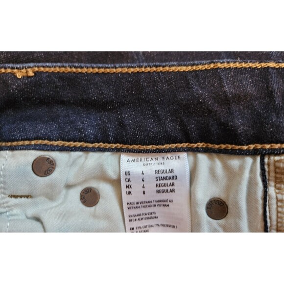 American Eagle High-Rise Crop Flare Raw Hem Super Stretch Womens Capri 4R Dark - Picture 6 of 6